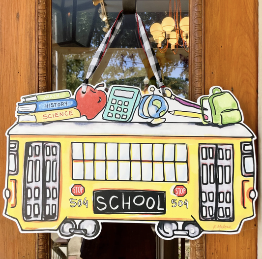 School Bus Streetcar Door Hanger