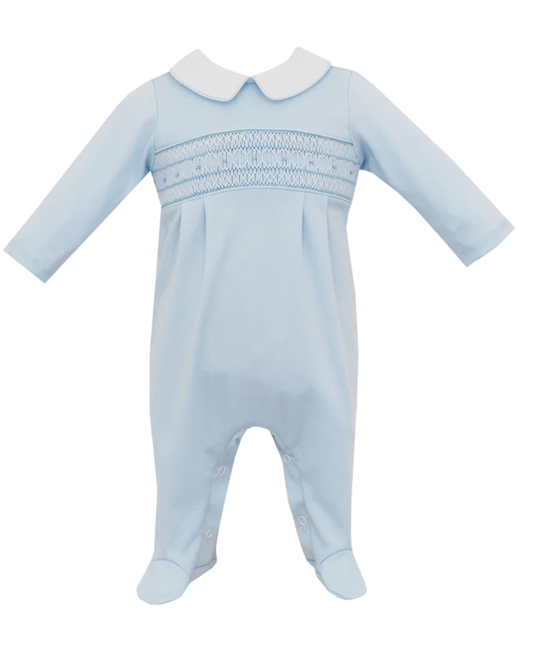 Petit Bebe Lucas Blue Smock Footie