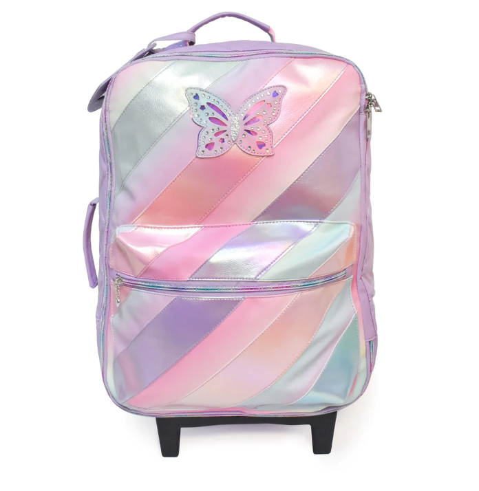 Metallic Striped Butterfly Carry-On Luggage