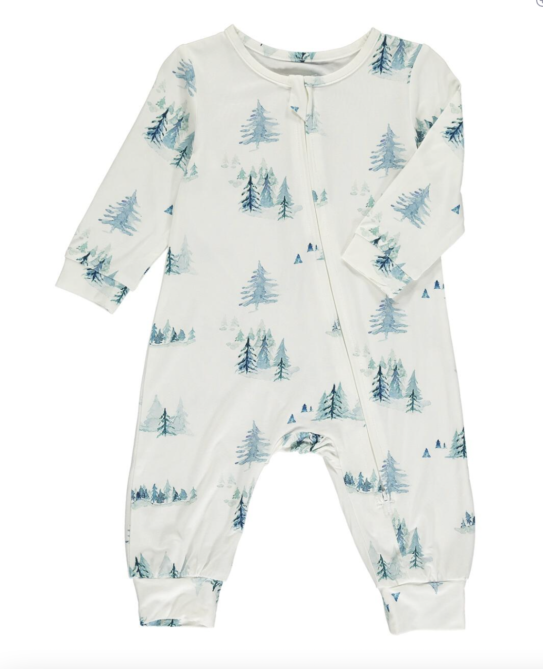 Winter Landscape Zipper Romper