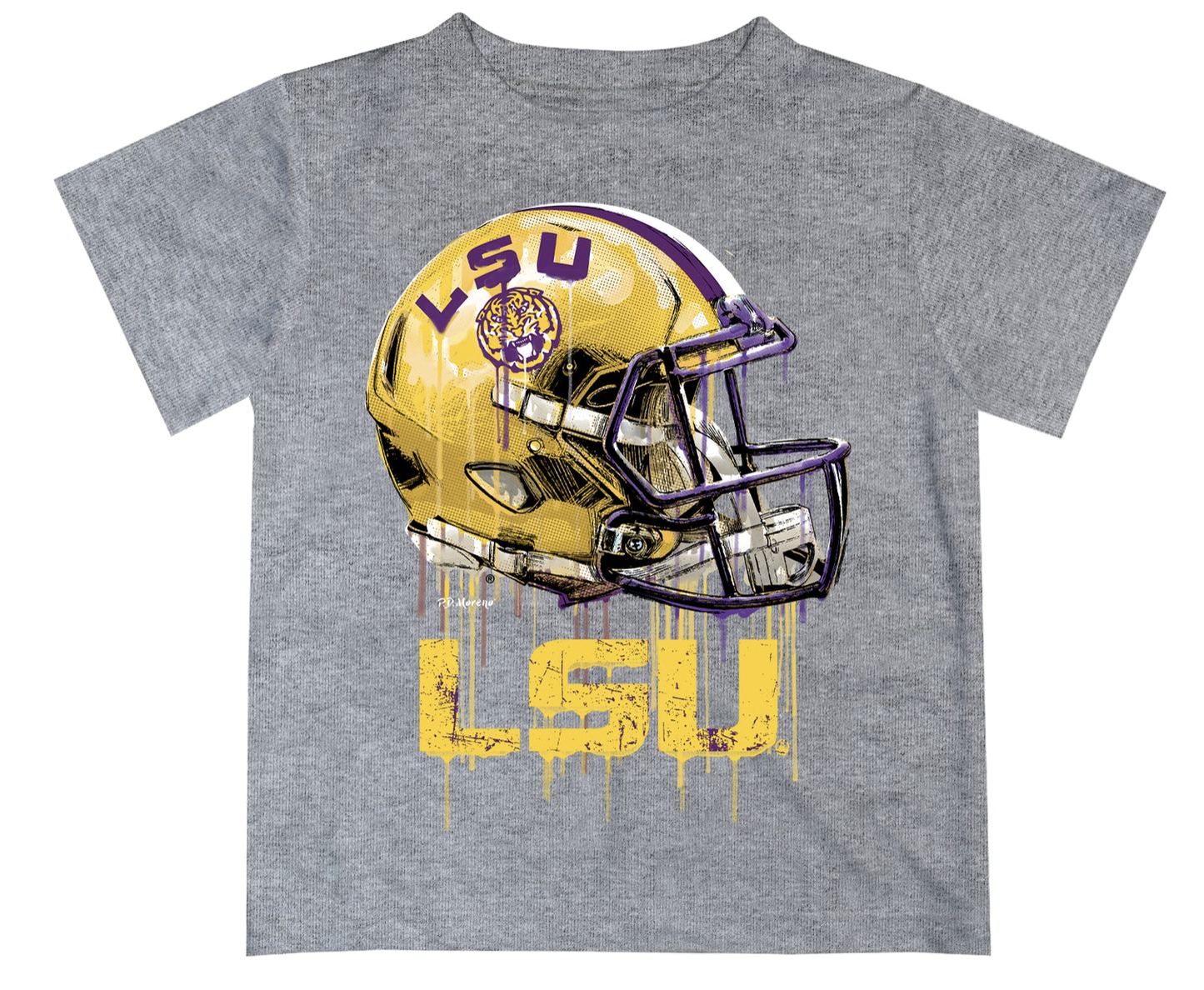 LSU Tigers Dripping Football Helmet Tee