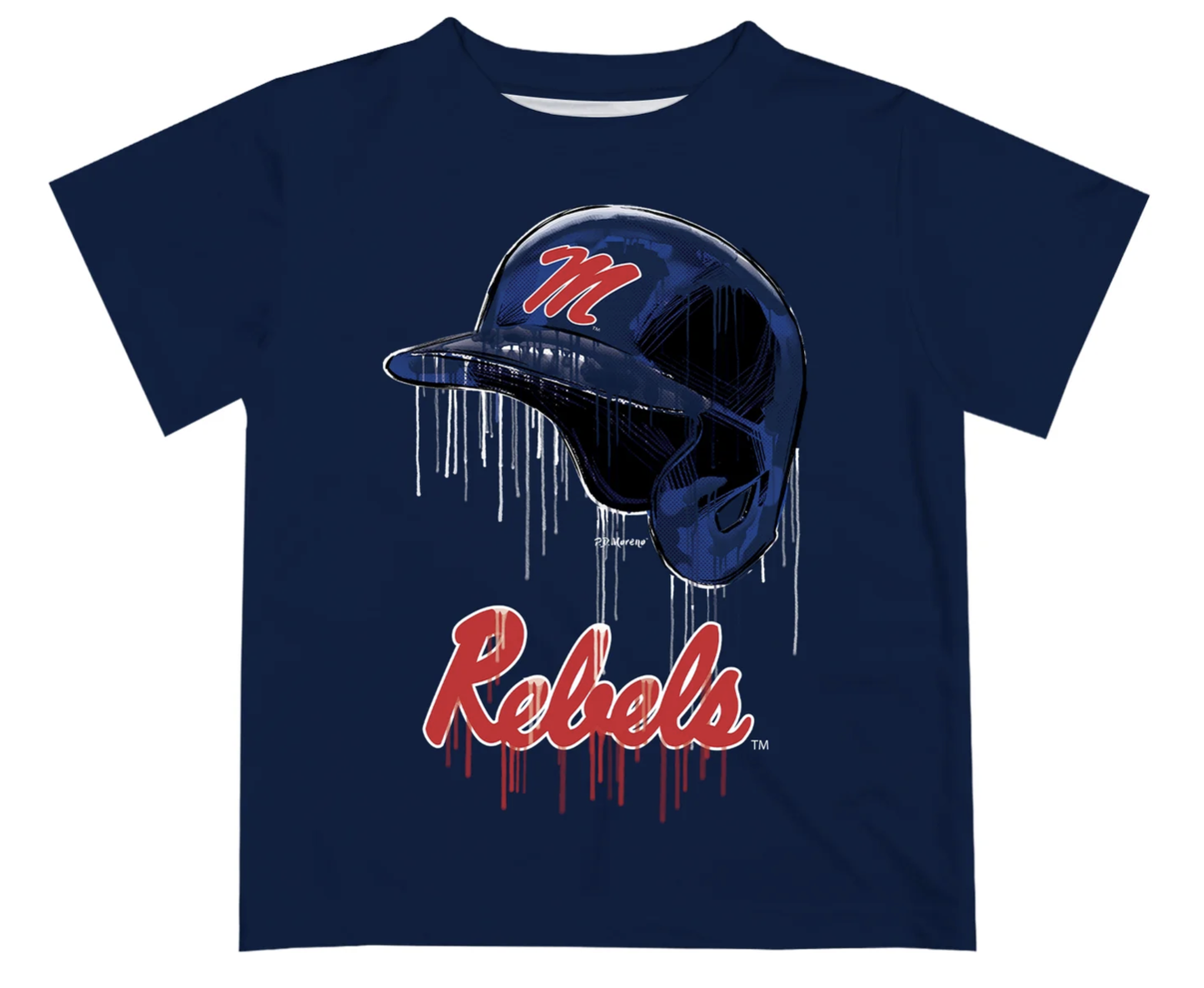 Ole Miss Rebels Dripping Baseball Helmet Tee