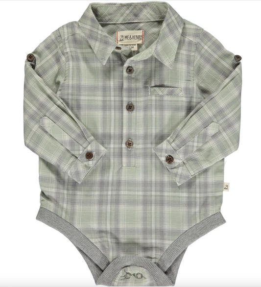 Sage/Grey Plaid Jasper Woven Onesie