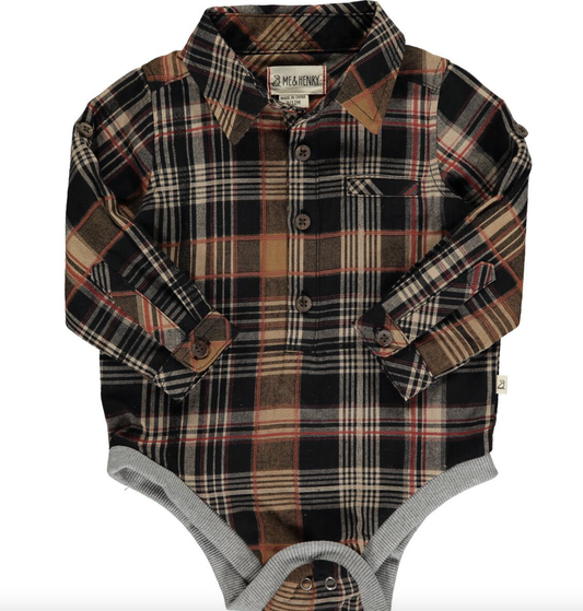 Brown Plaid Jasper Woven Onesie