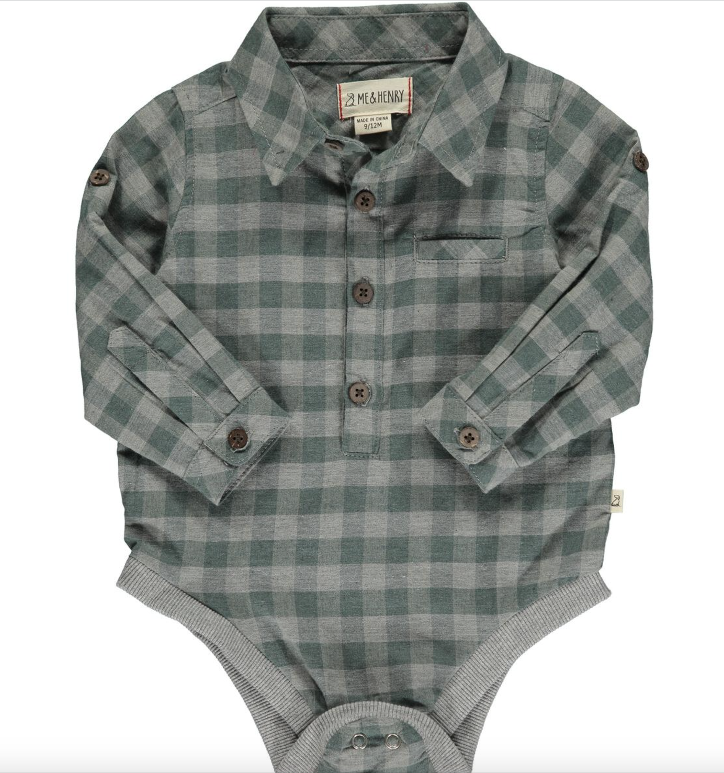 Jasper Woven Onesie Sage/Grey Plaid