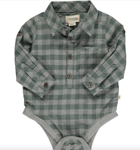Jasper Woven Onesie Sage/Grey Plaid
