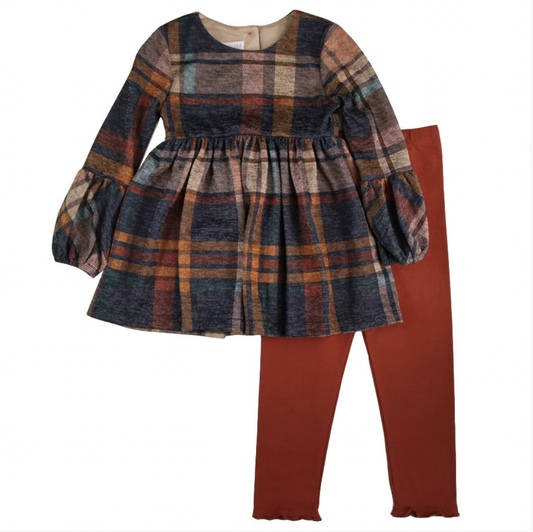 Rust Plaid Peplum 2pc Set