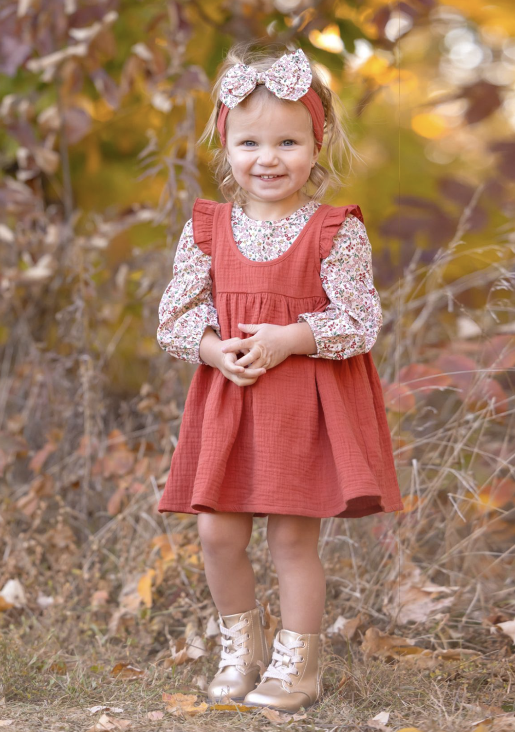 Sunset Picnic Printed Knit & Gauze 2pc Set