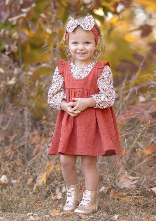 Sunset Picnic Printed Knit & Gauze 2pc Set