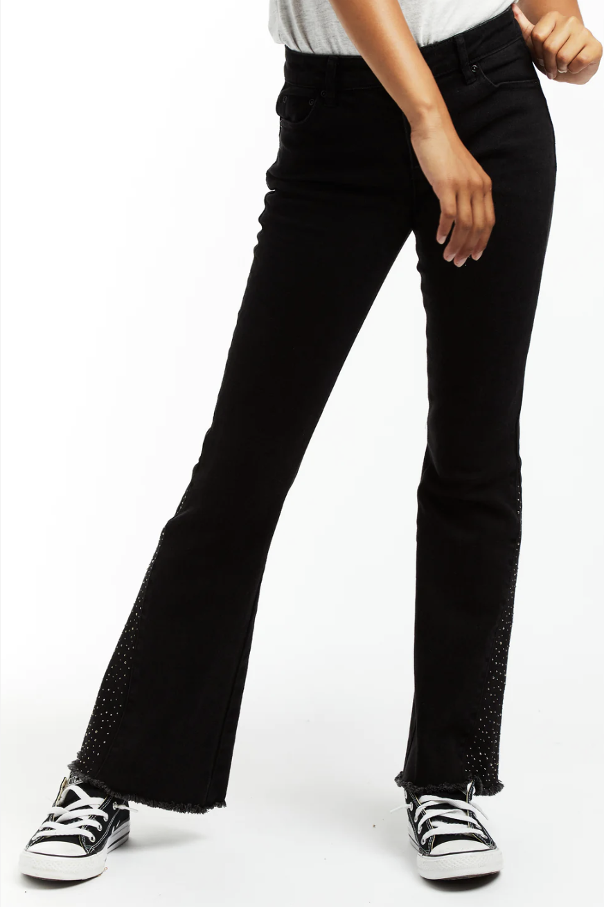 High Rise Mix Stud Gusset Flare In Black