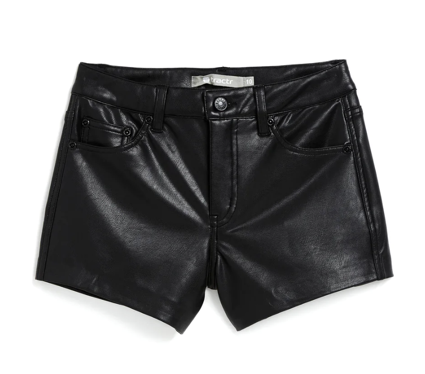 Black High Rise Pleather Short