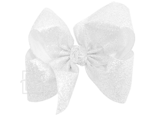 White 2.5'' Glitter Metallic Ribbon Bow