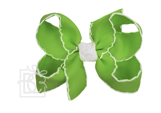 1.5'' Emerald/White Crochet Bow