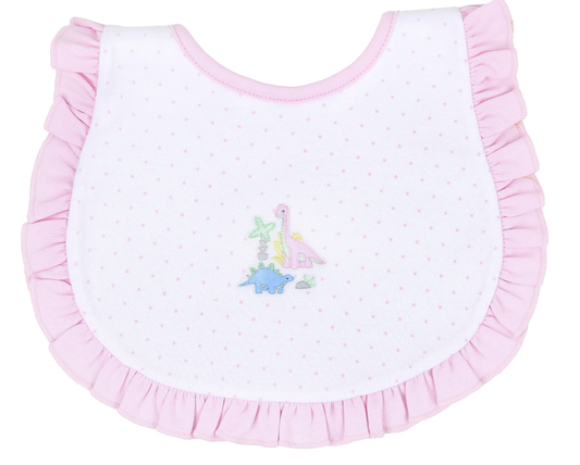 Pink Dinoland Emb Ruffle Bib