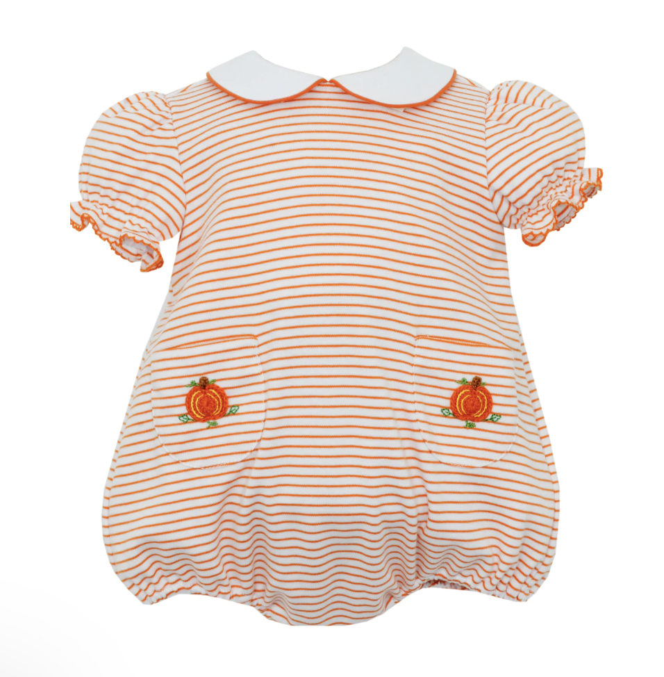 Pumpkin Stitch Orange/White Stripe Bubble