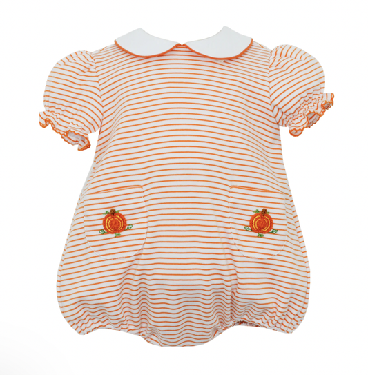 Pumpkin Stitch Orange/White Stripe Bubble