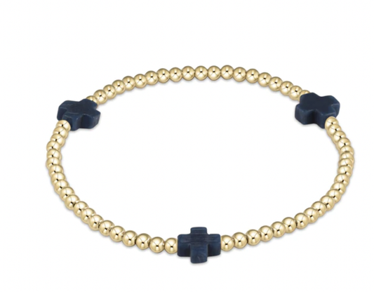 Enewton Egirl Signature Cross 3mm Bracelet- Navy