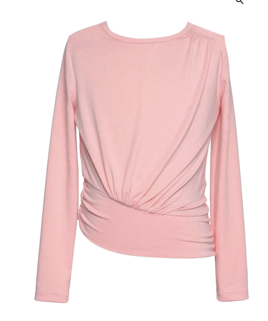 Pink Long Sleeve Top with Asymmetric Band