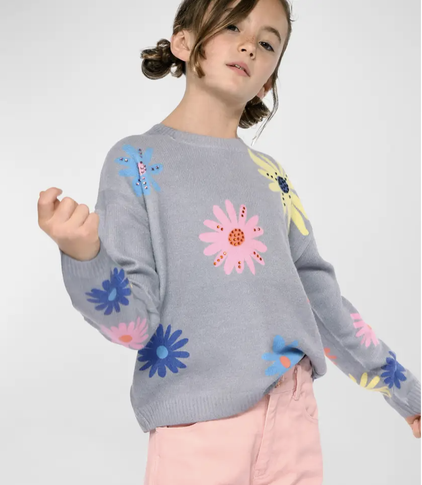 Printed All Over Flower Sweater
