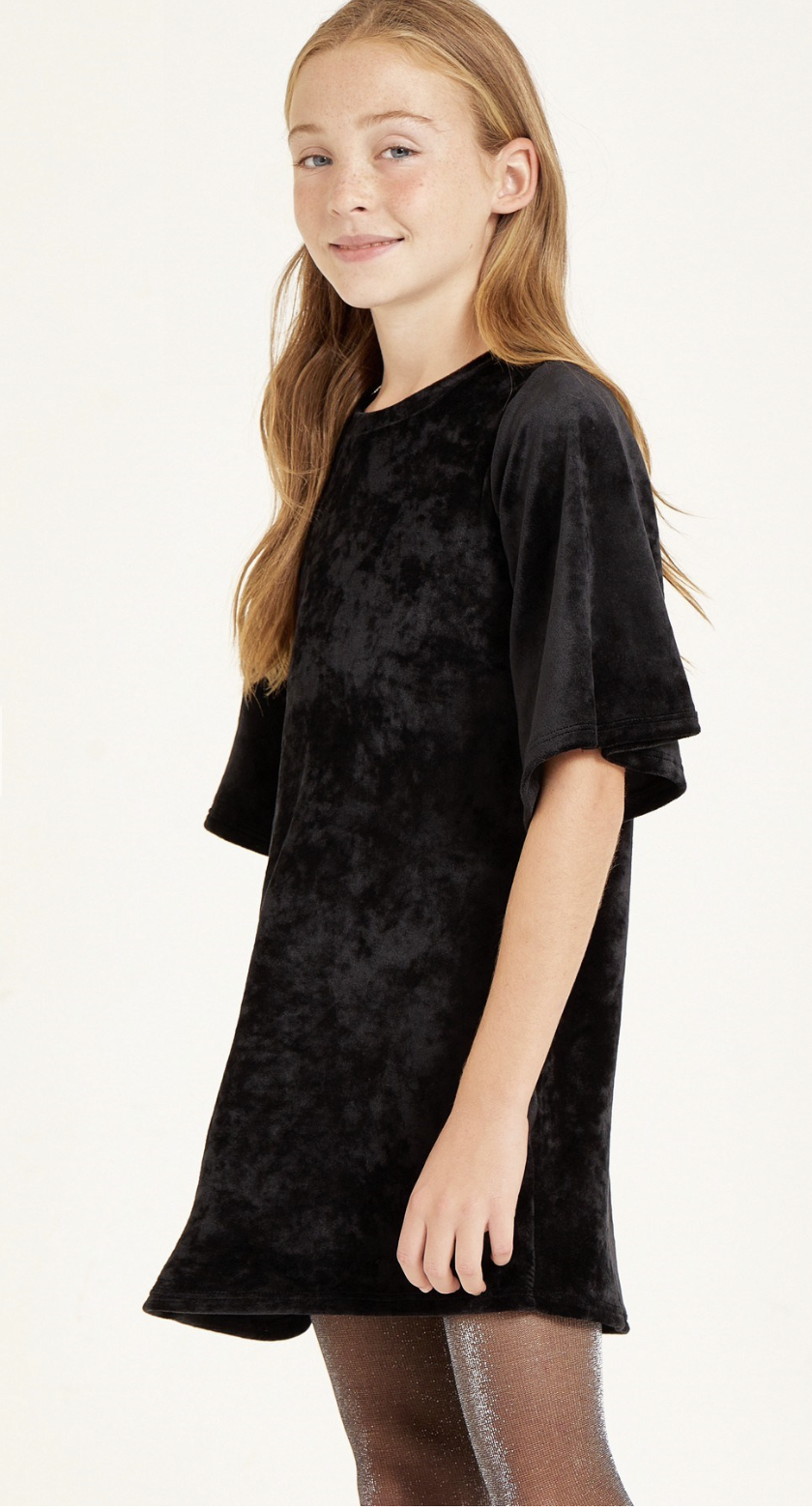 Black Bell Sleeve Velvet Dress