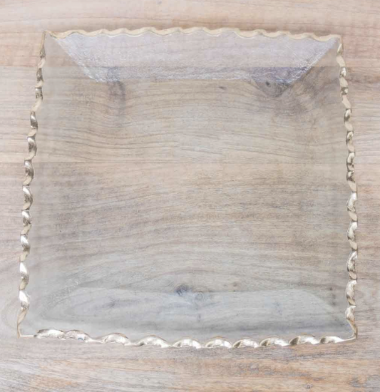 Seward Square Serving Tray Clear/Gold