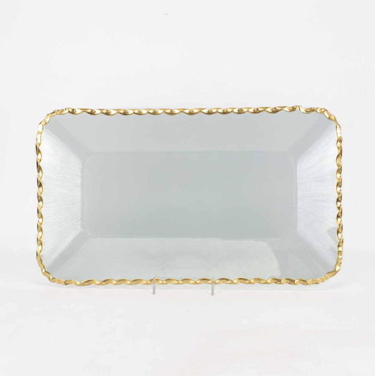 Cordova Rectangle Serving Tray Clear/Gold