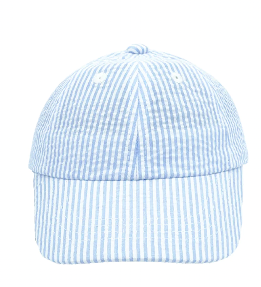 Baby Blue Seersucker Baseball Hat