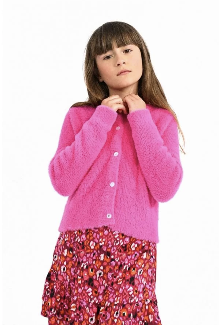 Pink Crewneck Cardigan