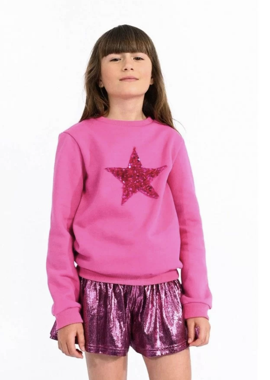 Fushia Boyfriend Sweatshirt w/Sequin Star