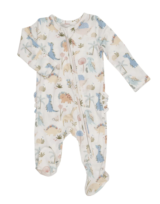 Angel Dear Soft Dinos Ruffle Zipper Footie