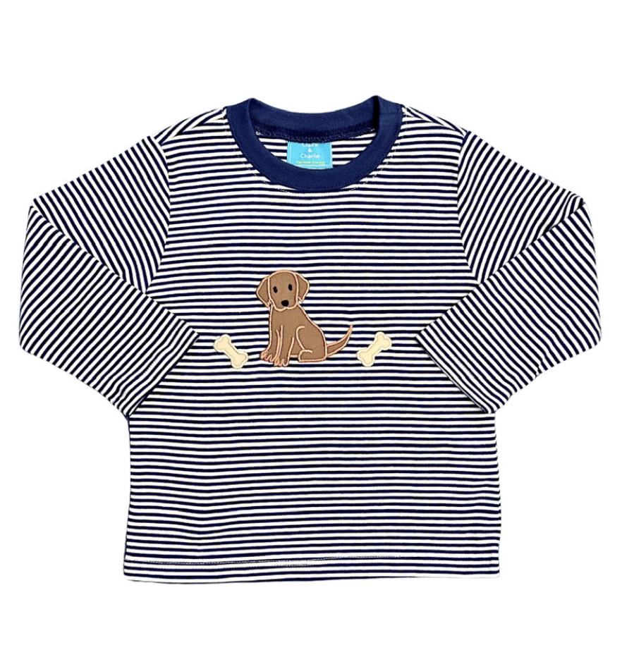 Navy Blue Stripe Knit Dog Tee