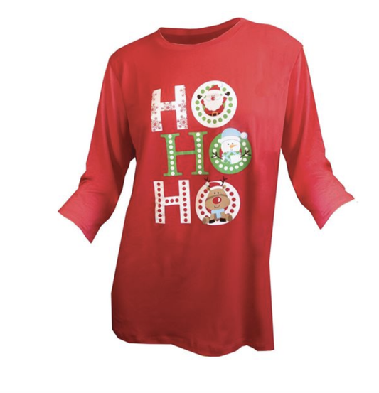 Ho Ho Ho Ladies Pj Top
