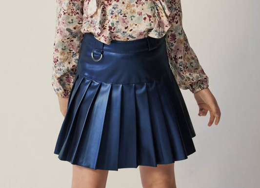 Night Blue Leatherette Skirt