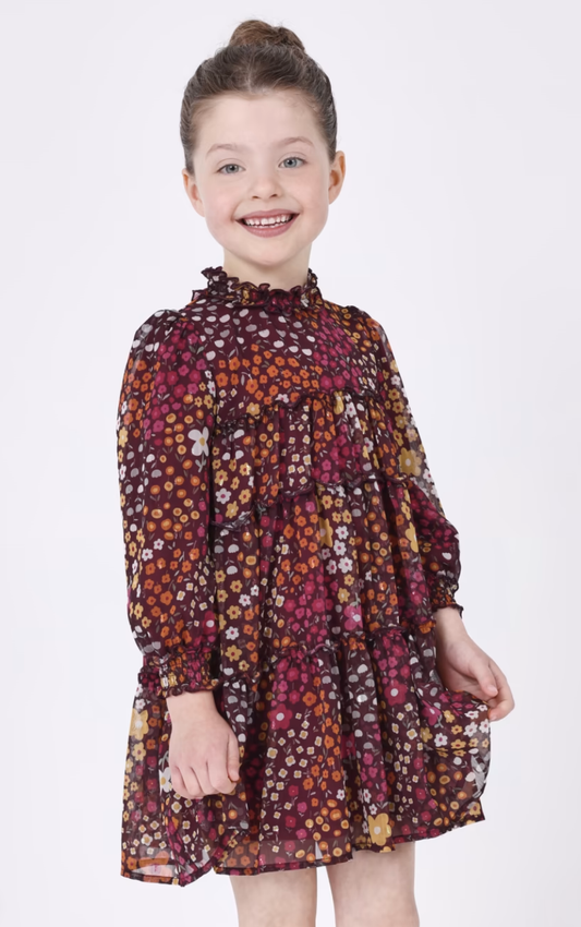 Mora Fall Floral Chiffon Dress