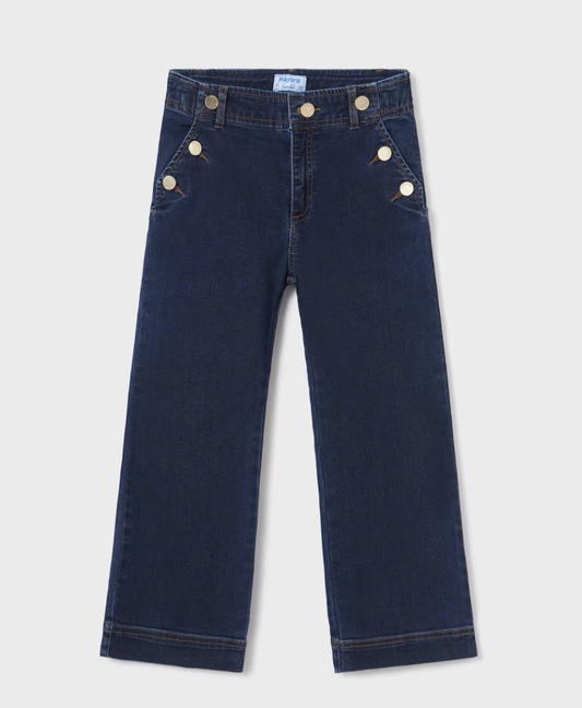 Cropped Flare Jean w/Button Details