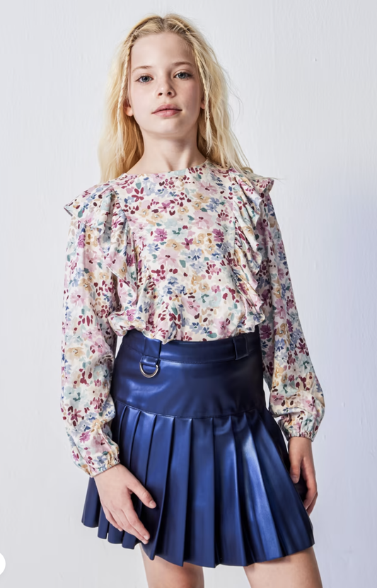 Floral Printed Ruffle Blouse