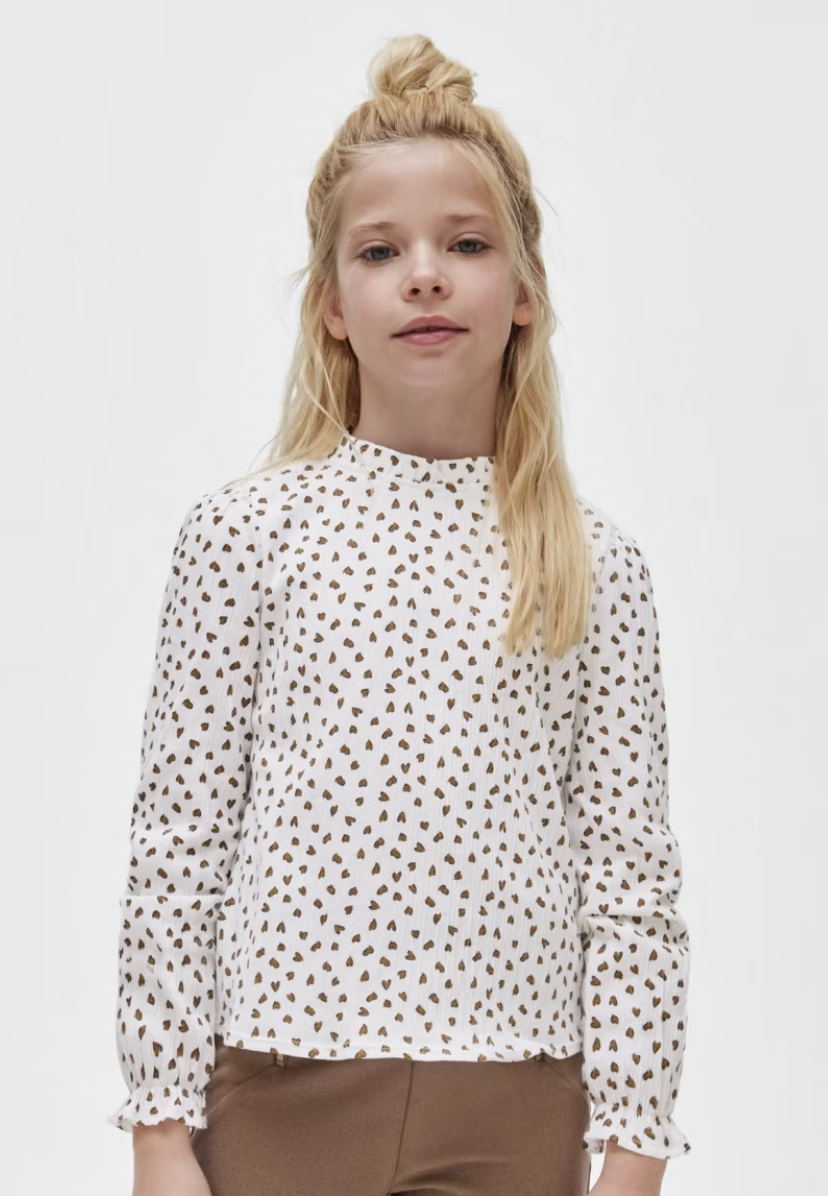 Off White Brown Hearts Blouse