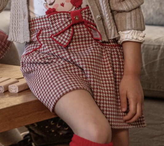 Red Bow Jacquard Knit Skort