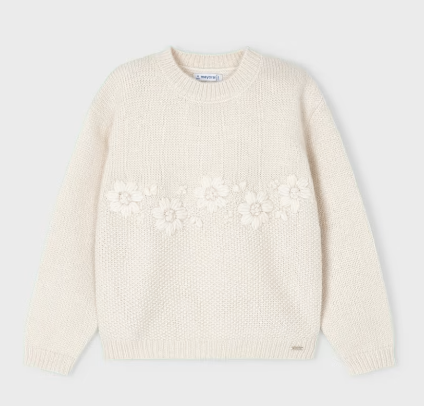 Jenji Floral Embroidery Knit Sweater