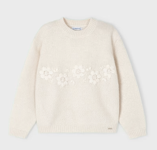 Jenji Floral Embroidery Knit Sweater