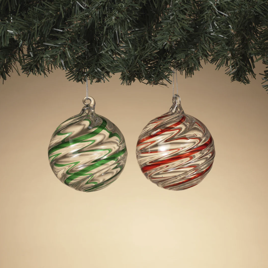 90mm Glass Swirl Ball Ornament