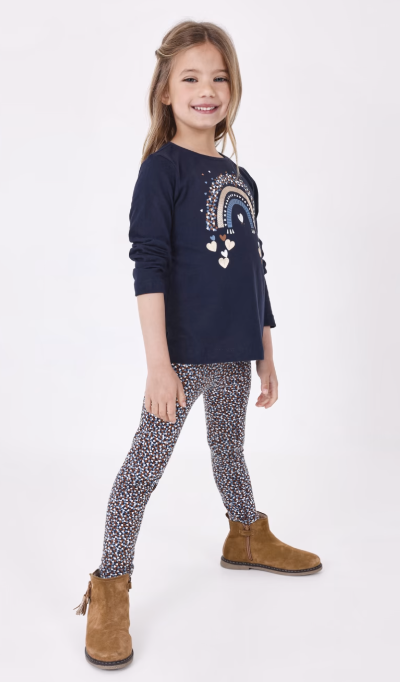 Navy Rainbow Heart Legging Set