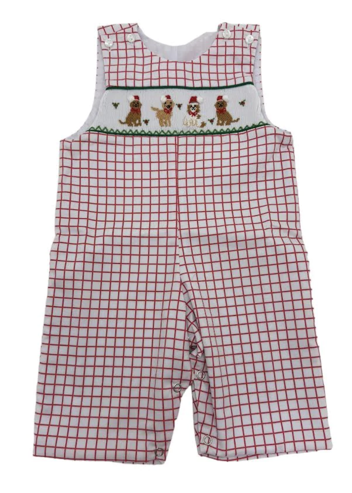 Red Check Christmas Puppies Longall