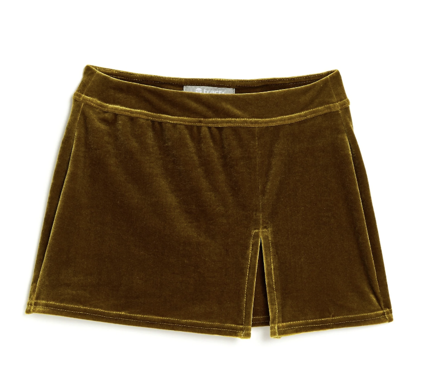 Tween Gold Velvet Skort