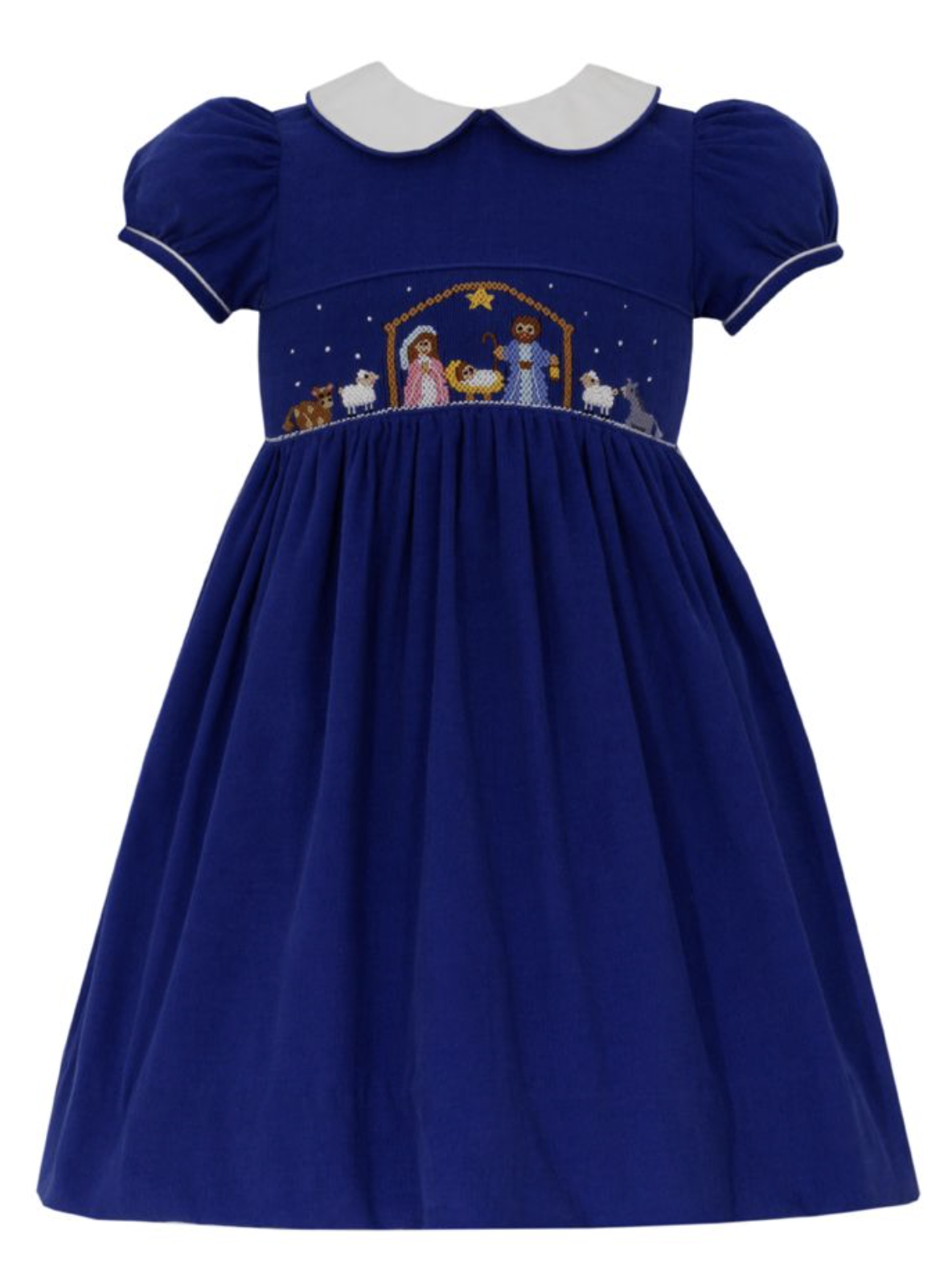 Royal Blue Corduroy Collared Nativity Dress