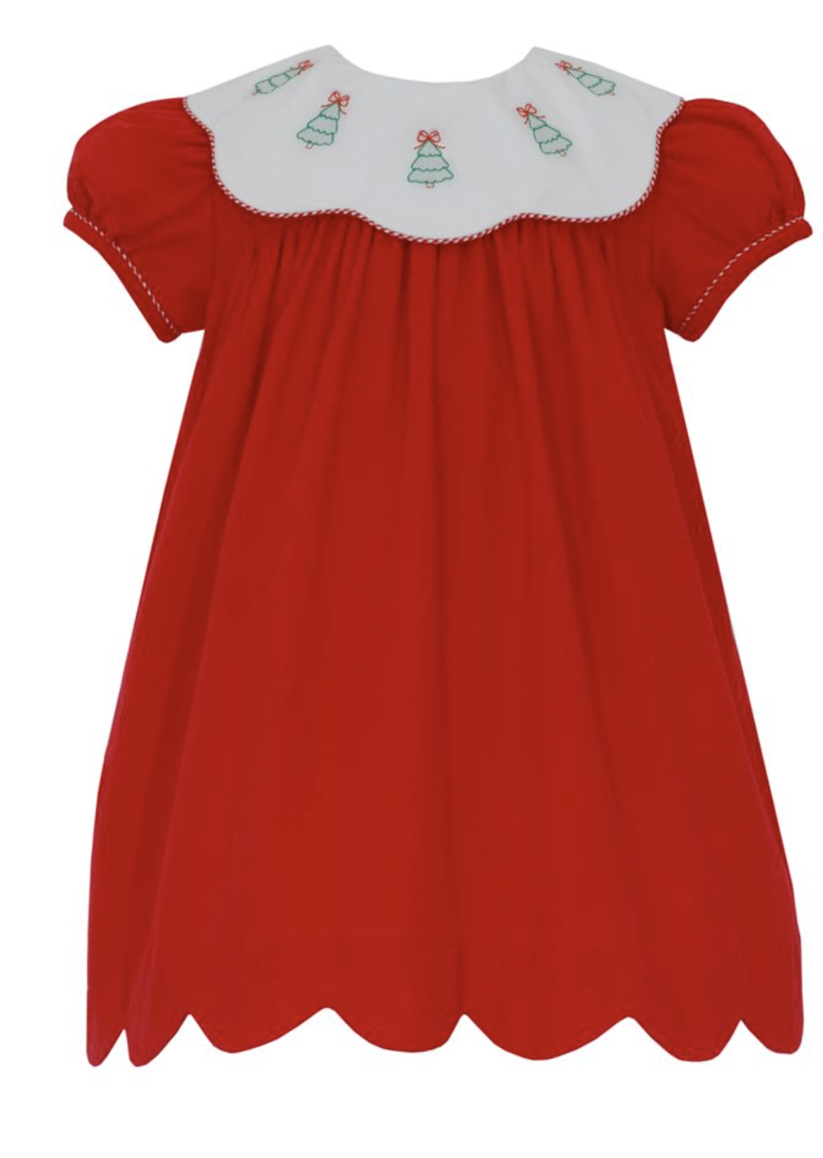 Red Corduroy Christmas Tree Bow Dress