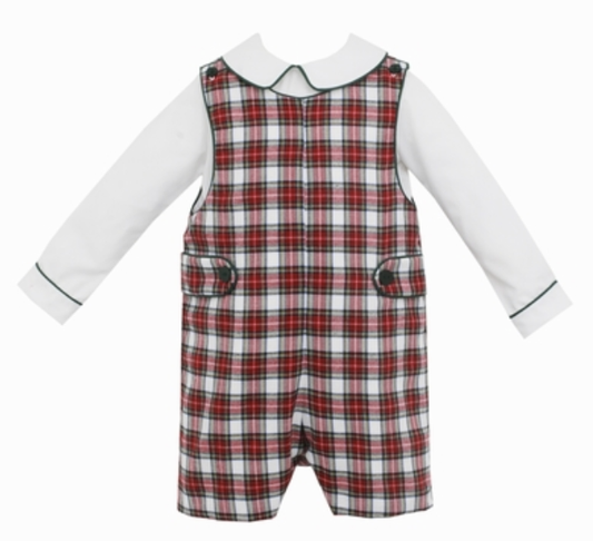 Red & White Holiday Plaid Boy's JonJon W/ White Shirt