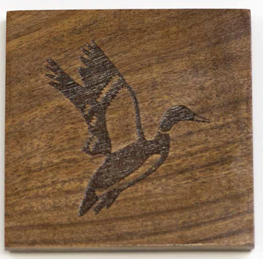 4 Pack Natural Duck Etched Wood Coasters
