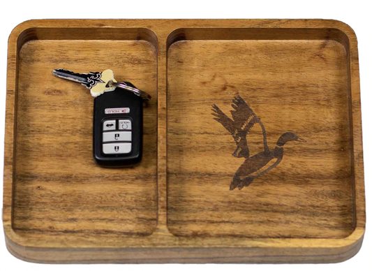 Natural Duck Etched Wood Valet Tray