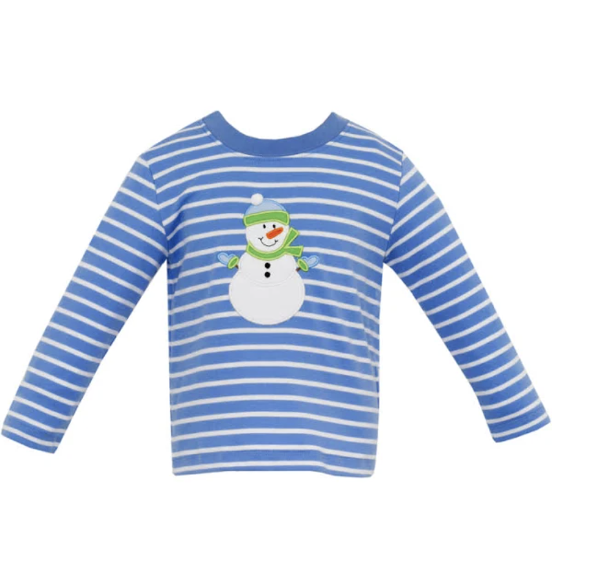 Blue Stripe Snowman Shirt